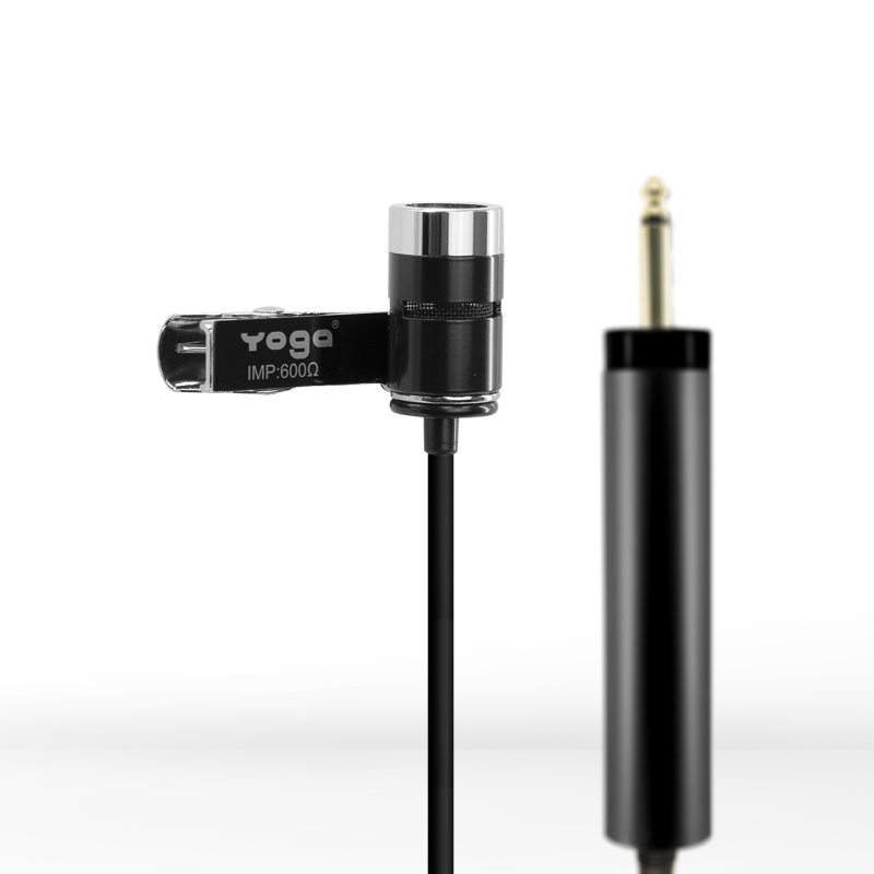 A modern black and gold microphone equipped with a gleaming gold plug, perfect for capturing high-quality audio.