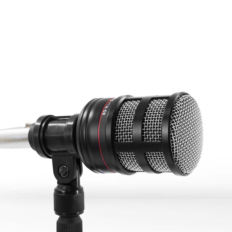 It's a dynamic bass drum microphone in black color and plug with XLR cable